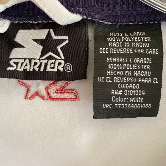 STARTER Men's Size L Jacket Athletic Zip Front White Navy Blue 100% Polyester - Picture 5 of 13